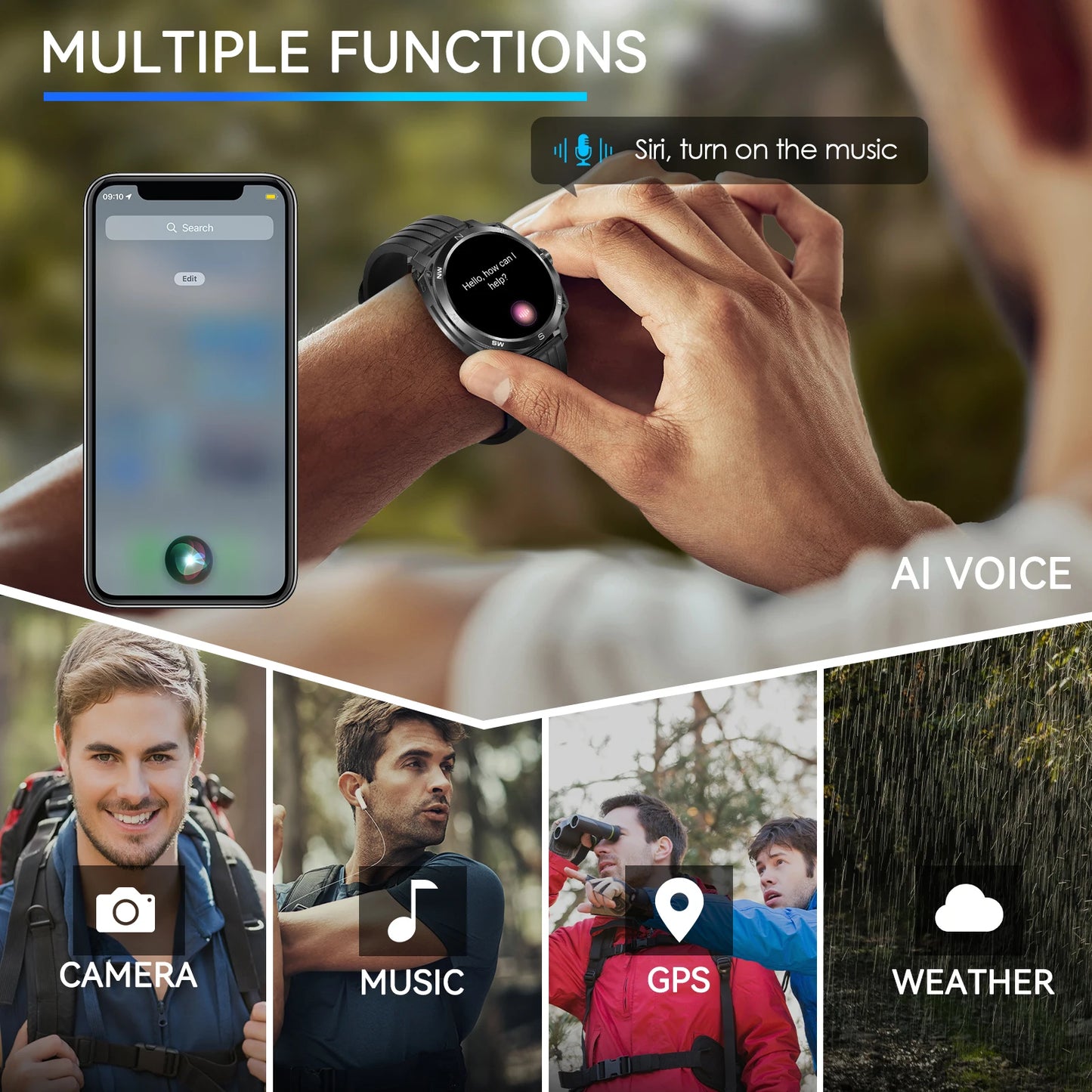 LaNikar Smartwatch with AMOLED Display Bluetooth Earset