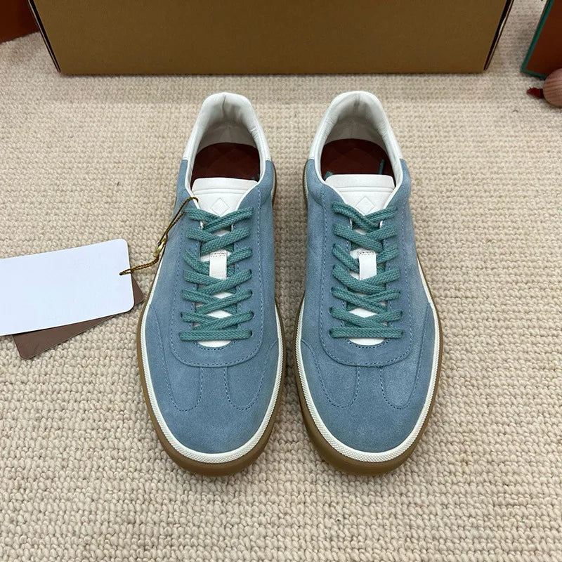 Men's Leather Trainer Shoes Lace-Up Round Toe Sport Style