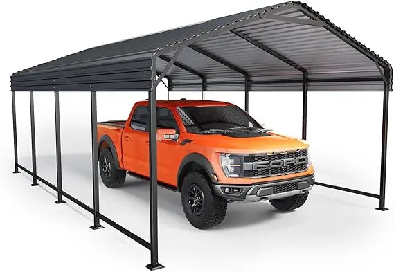 Industrial Metal Carport With Enhanced Base And Steel Roof Shelter
