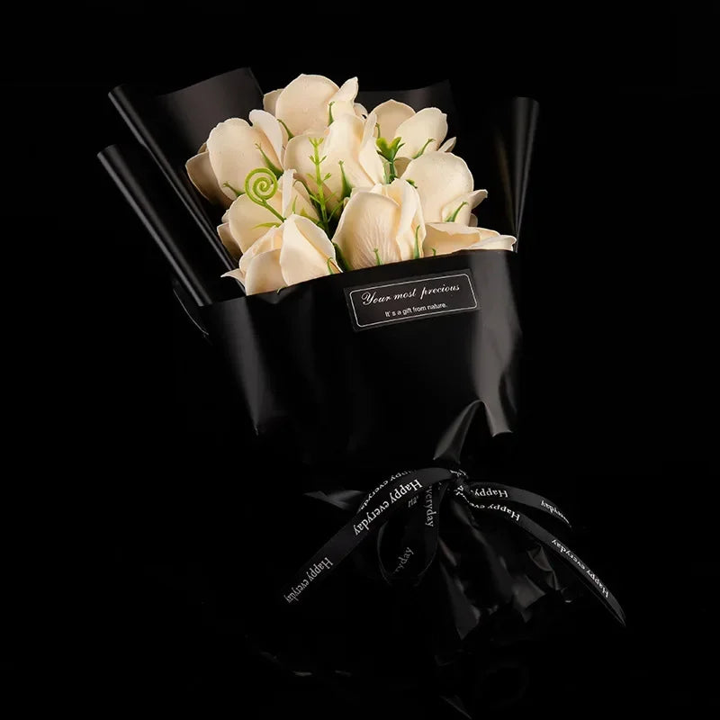 NONECN 9 Heads Soap Flower Rose Bouquet Artificial Flowers Decoration