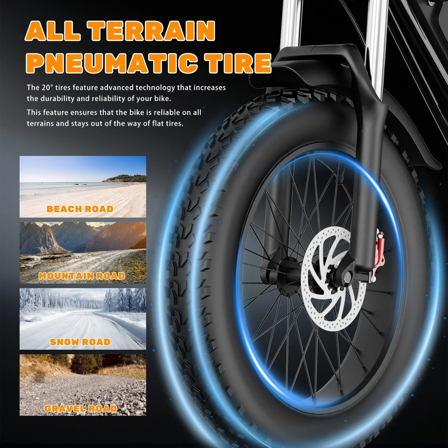 YVY 1500W Fat Tire Electric Bike 33 MPH 48V 20Ah All Terrain