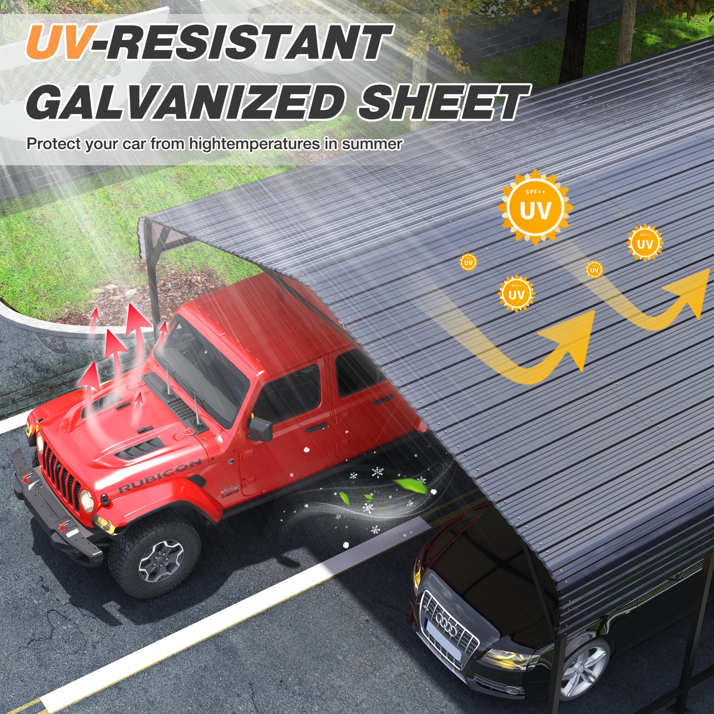VIWAT Heavy Duty Metal Carport Shelter For Garage And Patio