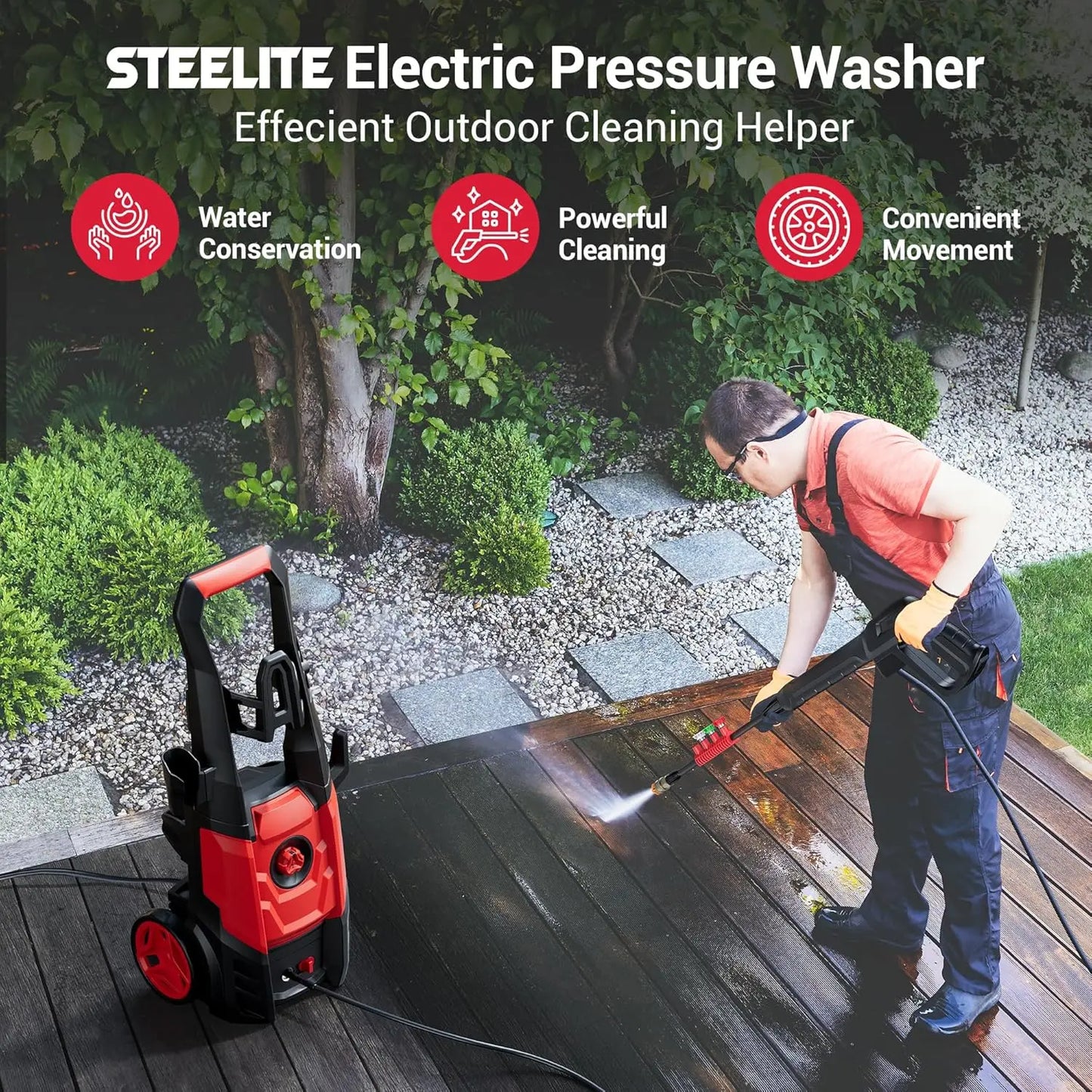 Deli 3800 PSI Electric Pressure Washer Portable with Foam Cannon