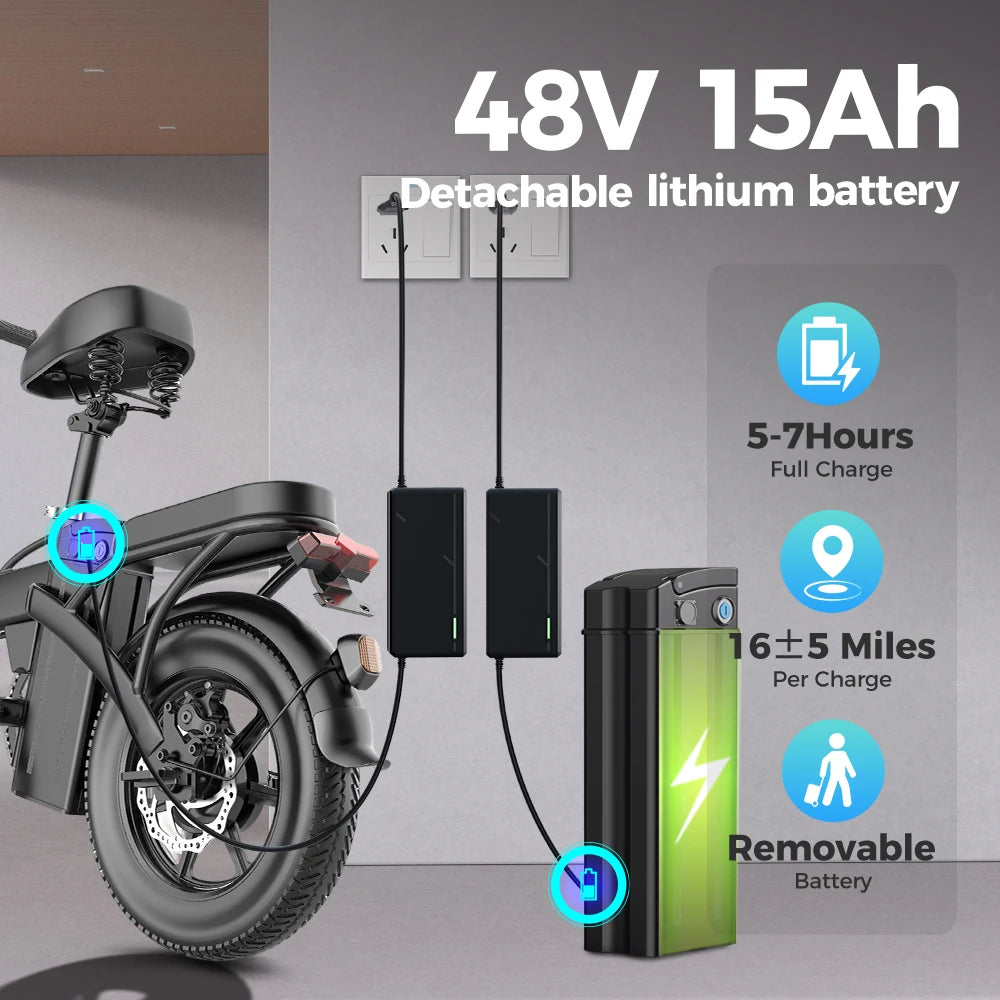 UPlee GS3 Electric Bicycle 750W Peak Motor 48V Removable Battery