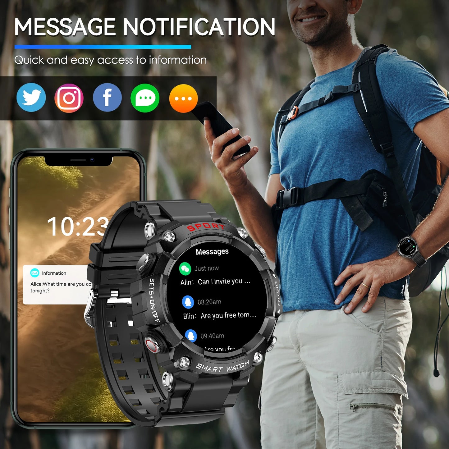 LaNikar Smartwatch with AMOLED Display Bluetooth Earset