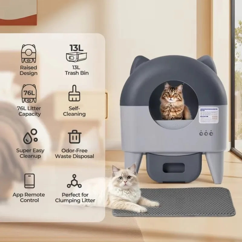 Lunapurr Automatic Self Cleaning Cat Litter Box For Multi Cat