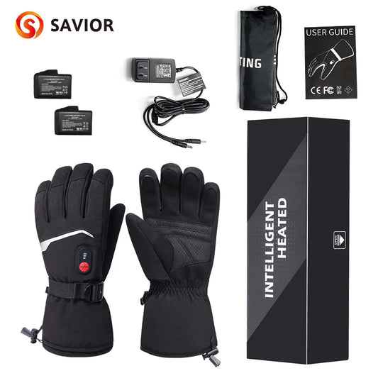 Savior Heat Winter Heated Gloves Goatskin Leather Rechargeable Battery