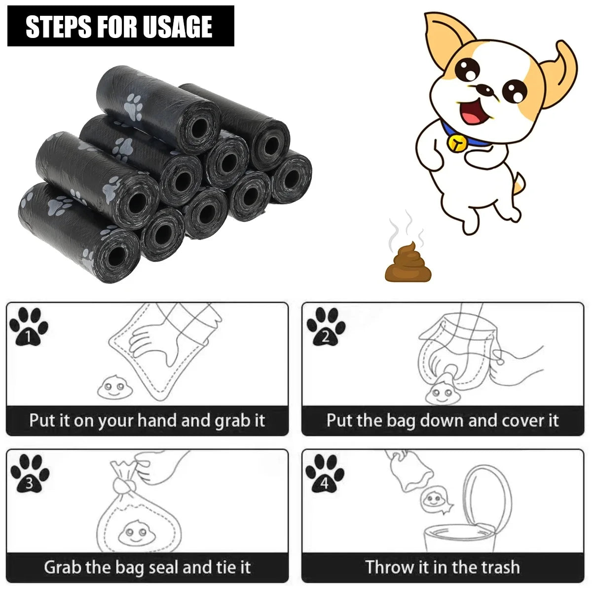 Nonedog Biodegradable Dog Poop Bags Dispenser Pack For Pets