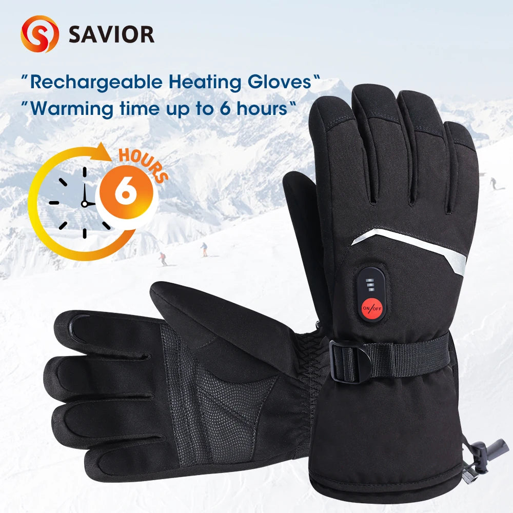 Savior Heat Goatskin Leather Heated Winter Gloves With Three Gear