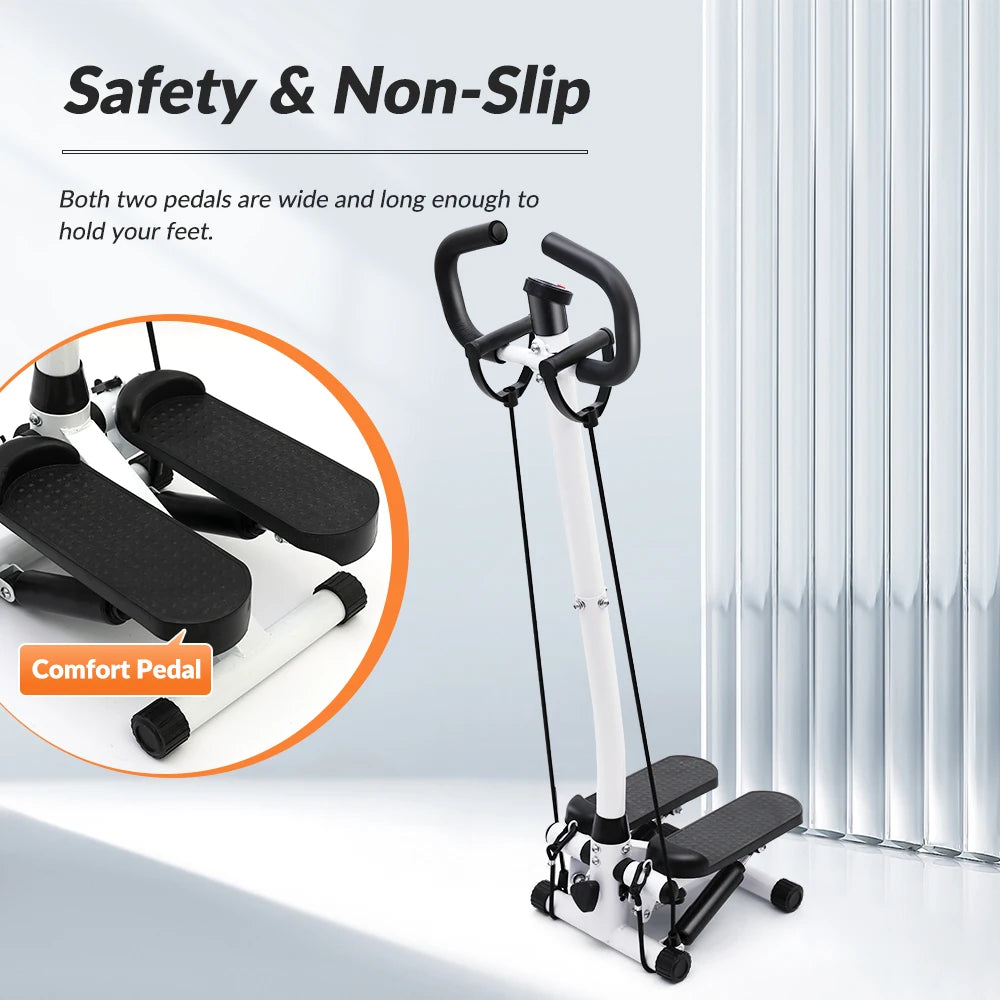 Mini Stepper Exercise Machine With Resistance Bands LCD Display