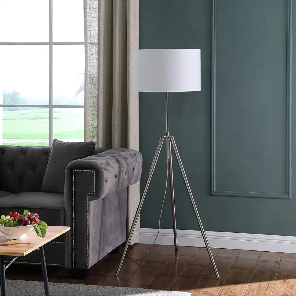 Mid Century Adjustable Tripod Floor Lamp Metal Finish