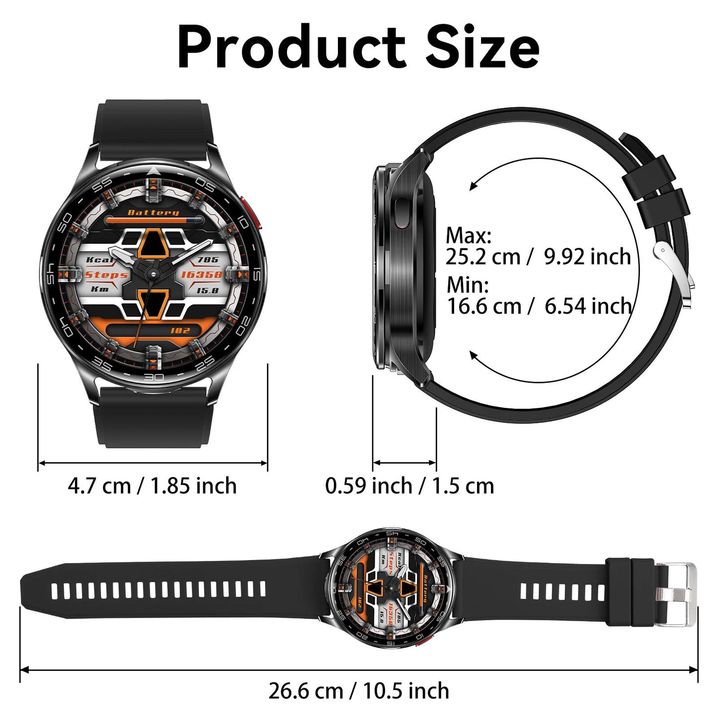 EIGIIIS Smart Watch With Earbuds Fitness Tracker For iOS Android