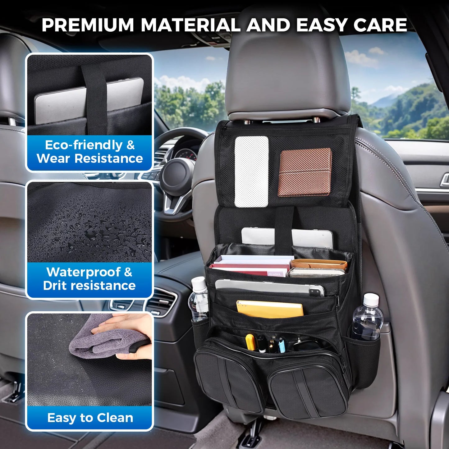 Car Seat Back Organizer Bag Polyester Universal Storage For Auto