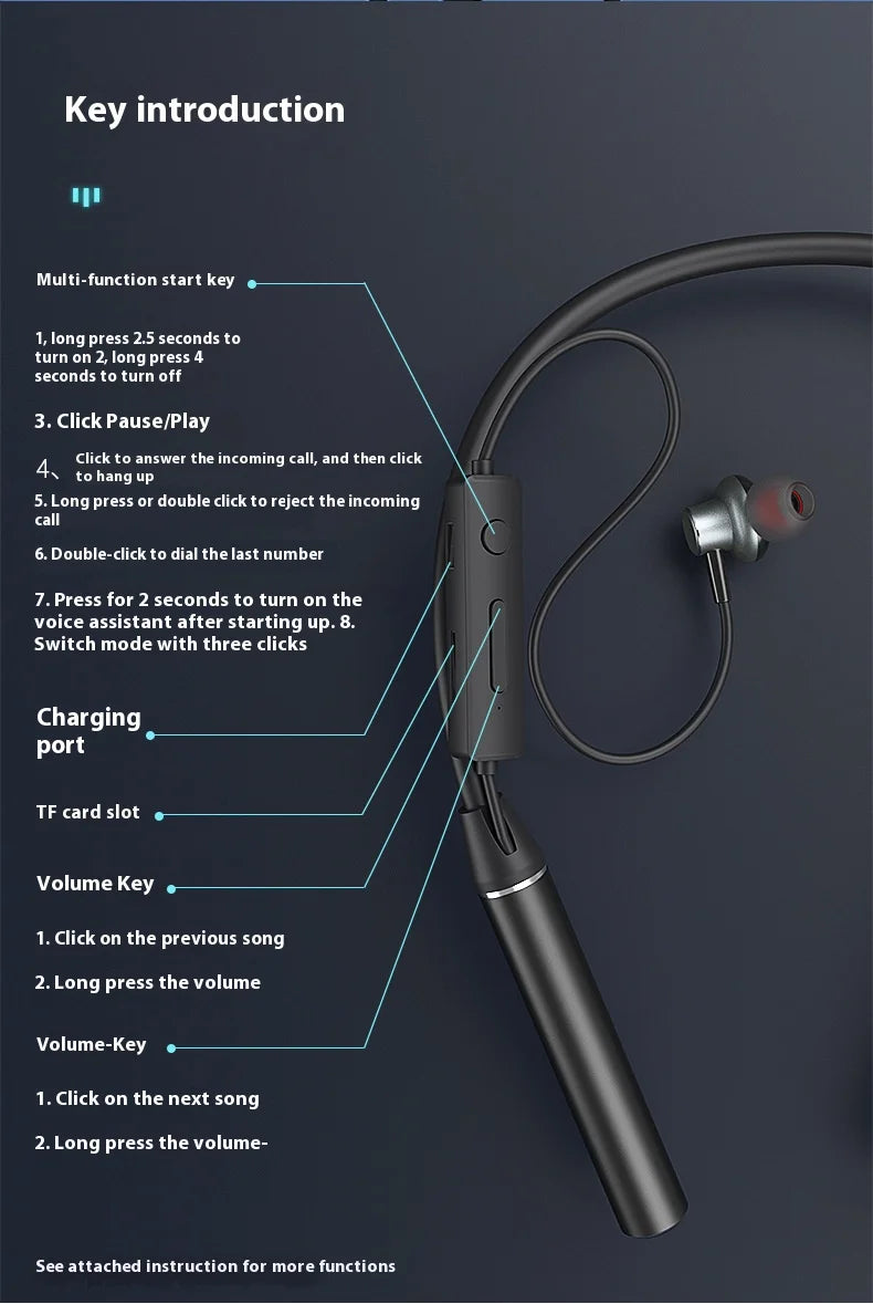 Wishingtree Neckband Wireless Bluetooth Headset 100 Hour Battery