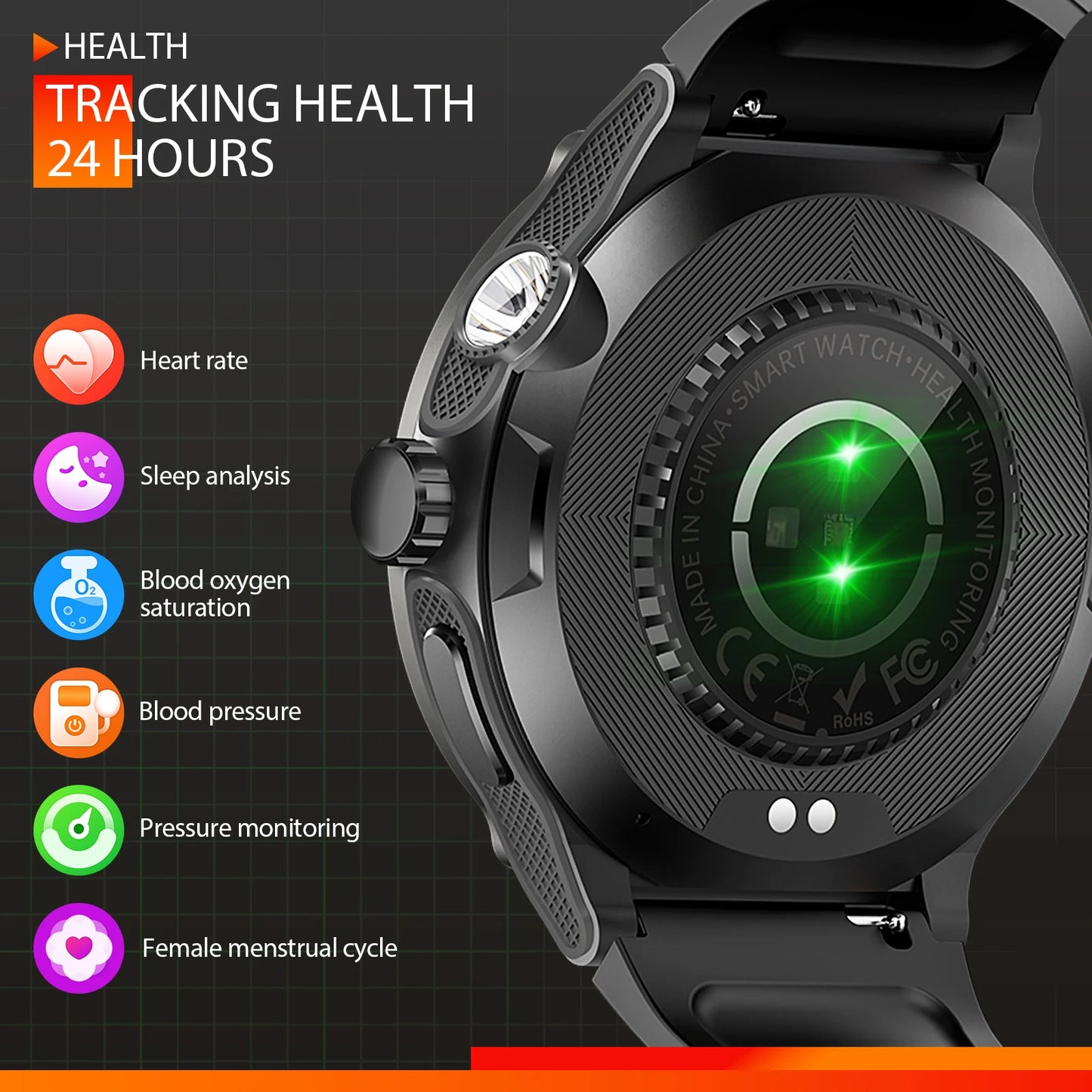 EIGIIS Smart Watch KT76 3ATM Waterproof Heart Rate Sleep Analysis