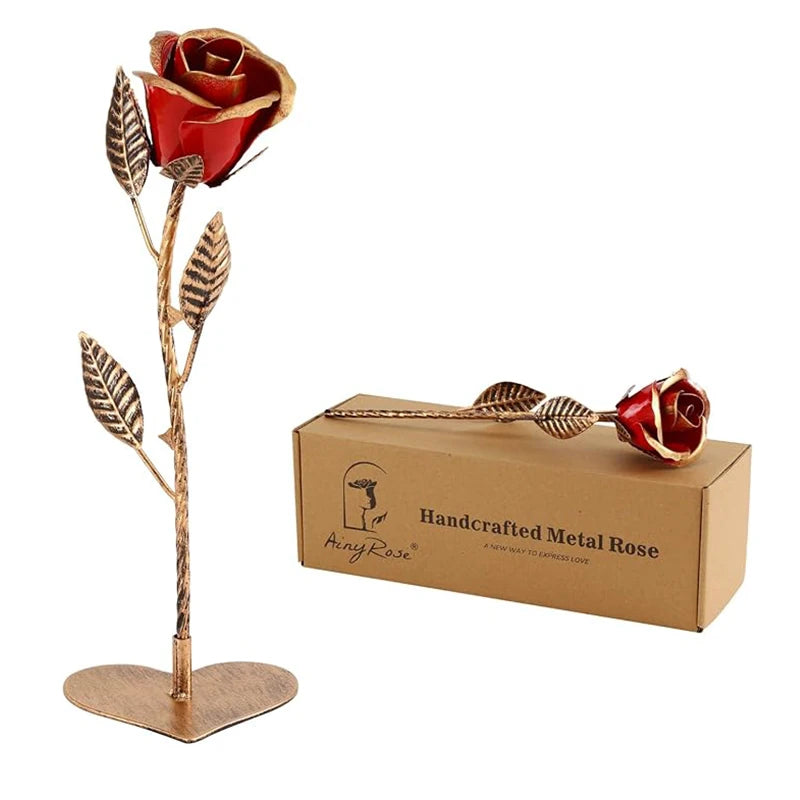 NONECN Hand Forged Wrought Iron Rose Gift For Valentines Day