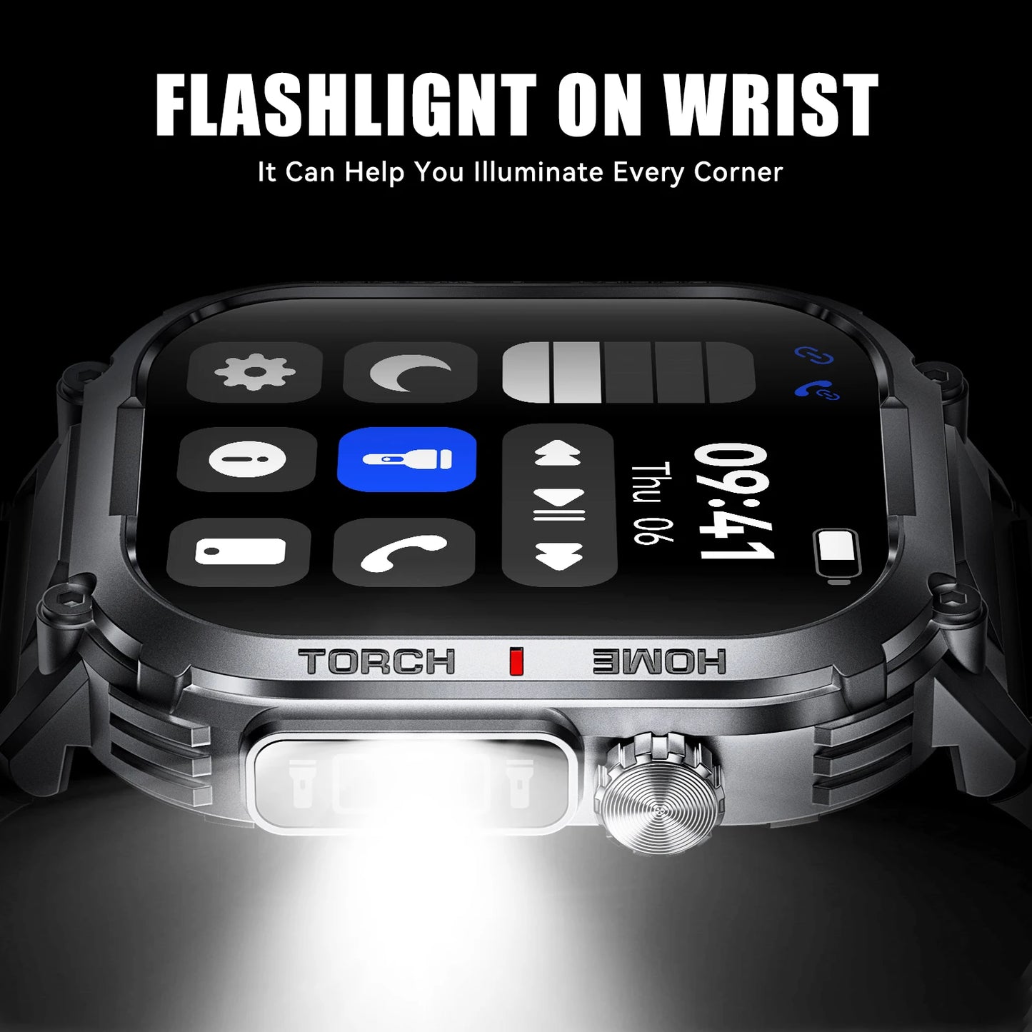 EIGIIS Smartwatch Men 3ATM Waterproof With Compass And LED Flashlight