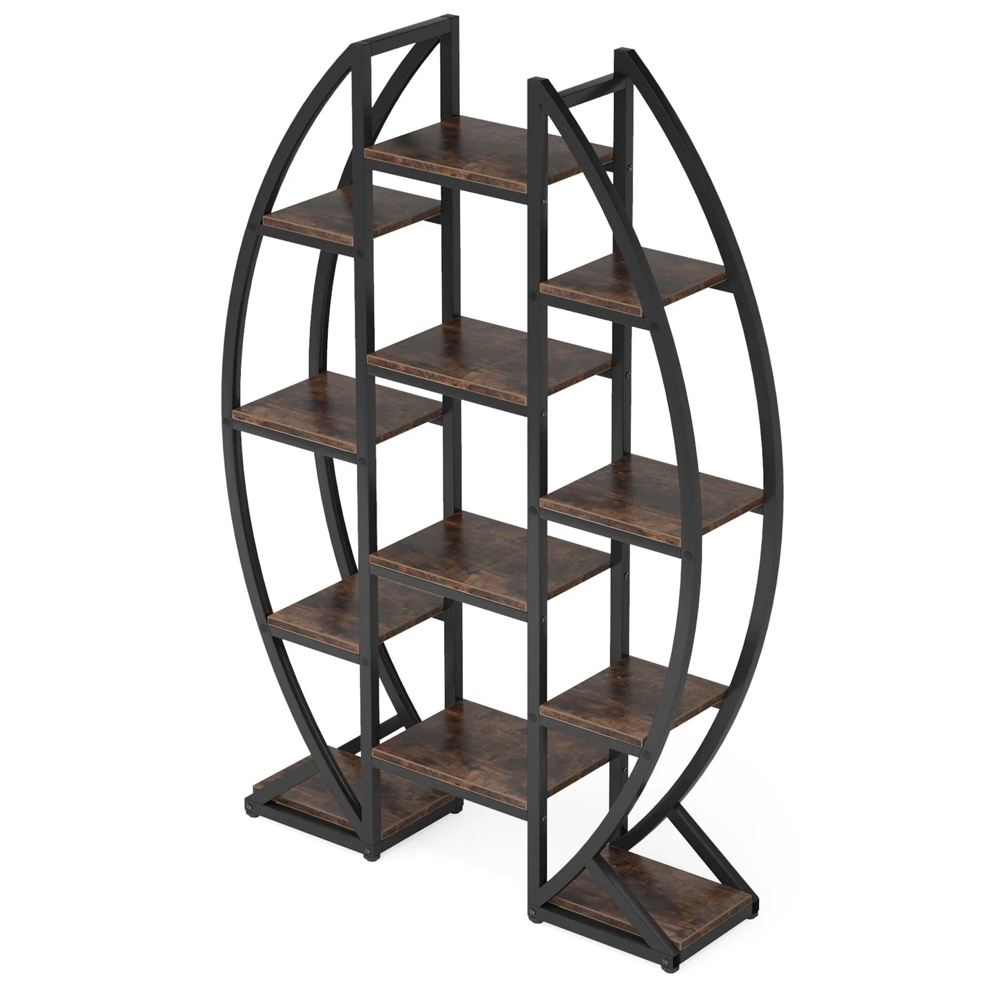 Tribesigns Oval Bookshelf Etagere 5-Tier Industrial Display Shelf