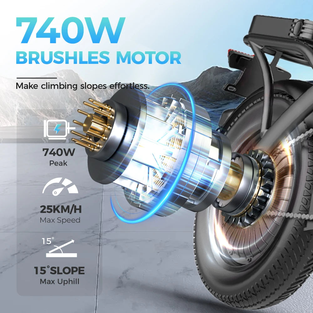 UPlee GS3 Electric Bicycle 750W Peak Motor 48V Removable Battery