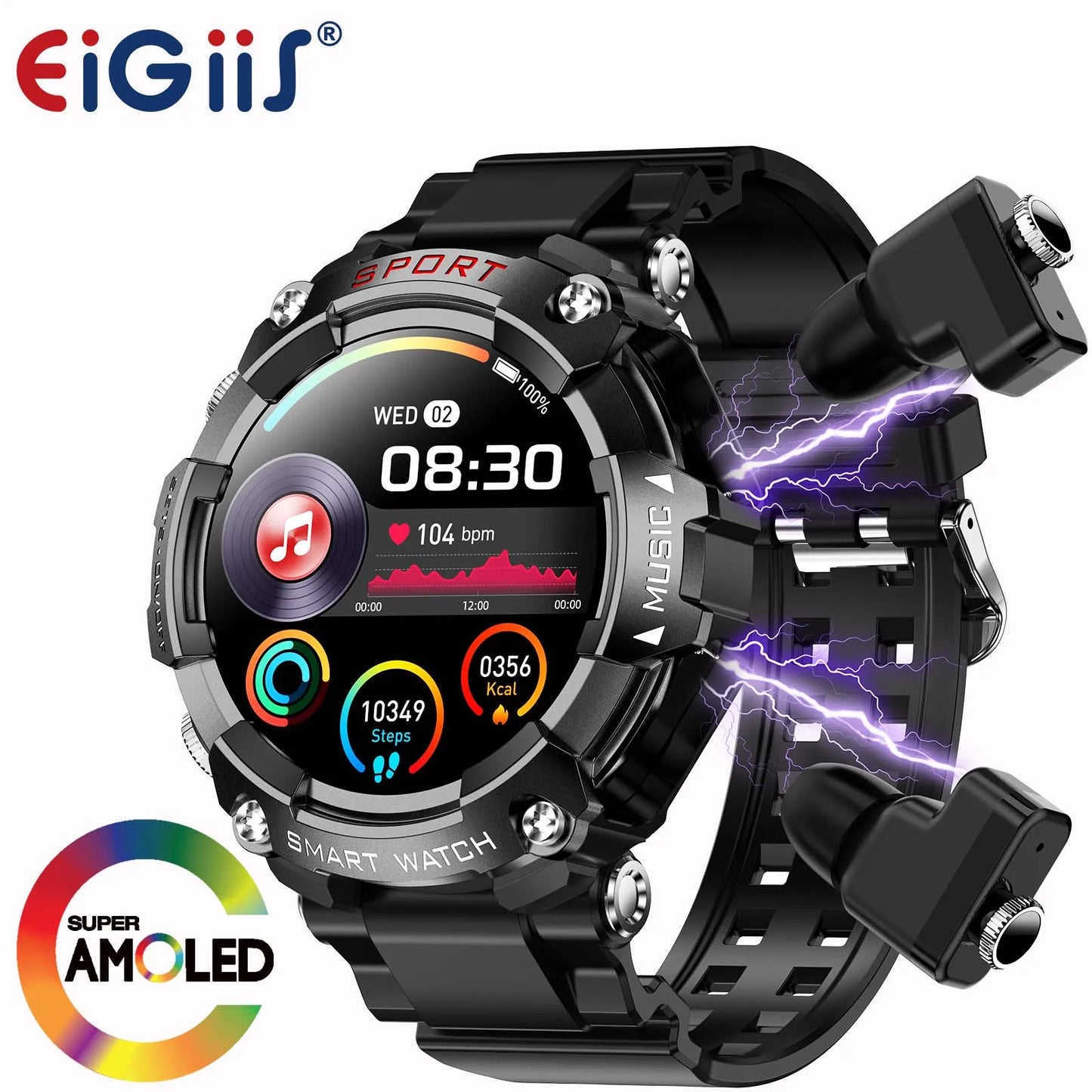 LaNikar Smartwatch with AMOLED Display Bluetooth Earset
