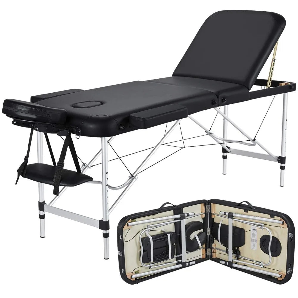 Portable Aluminum Massage And Tattoo Table With Adjustable Lash Bed