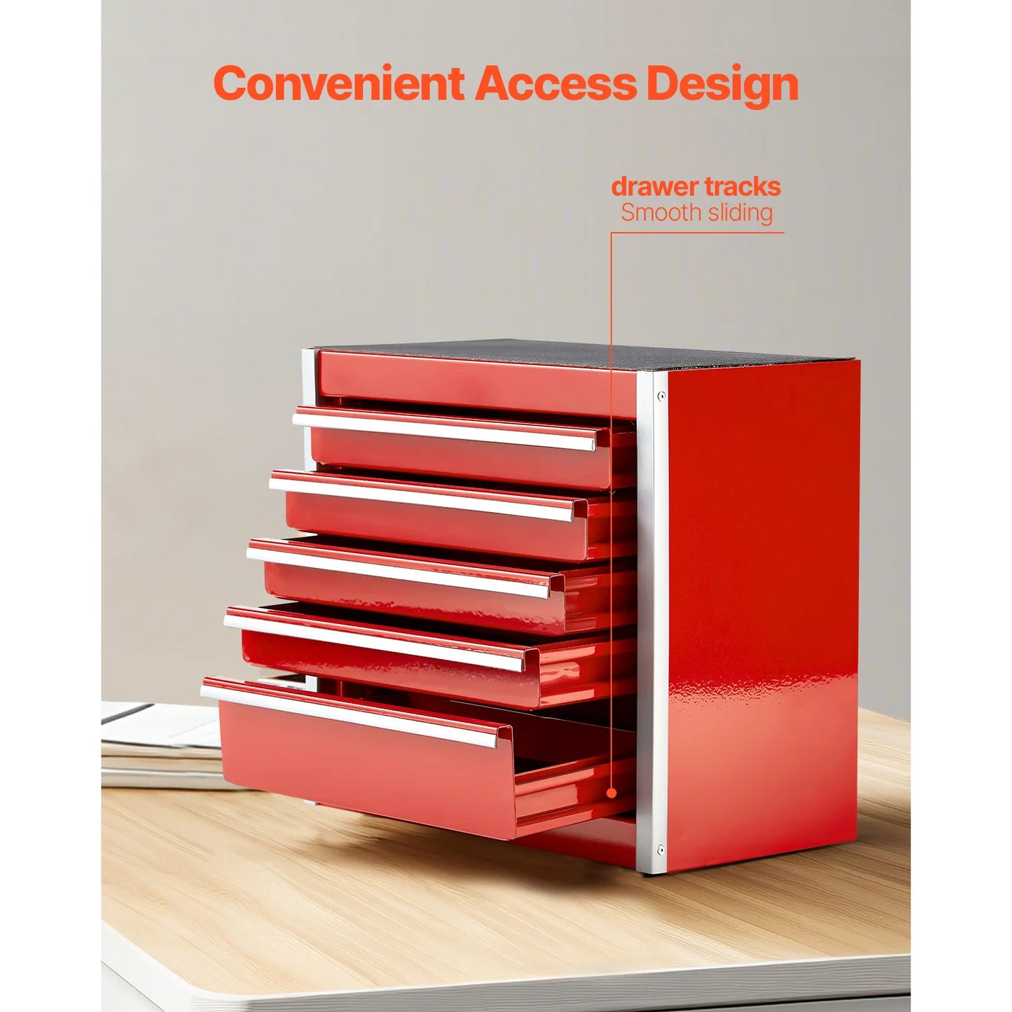 SucceBuy 5-Drawer Metal Tool Box Portable Small Tool Chest