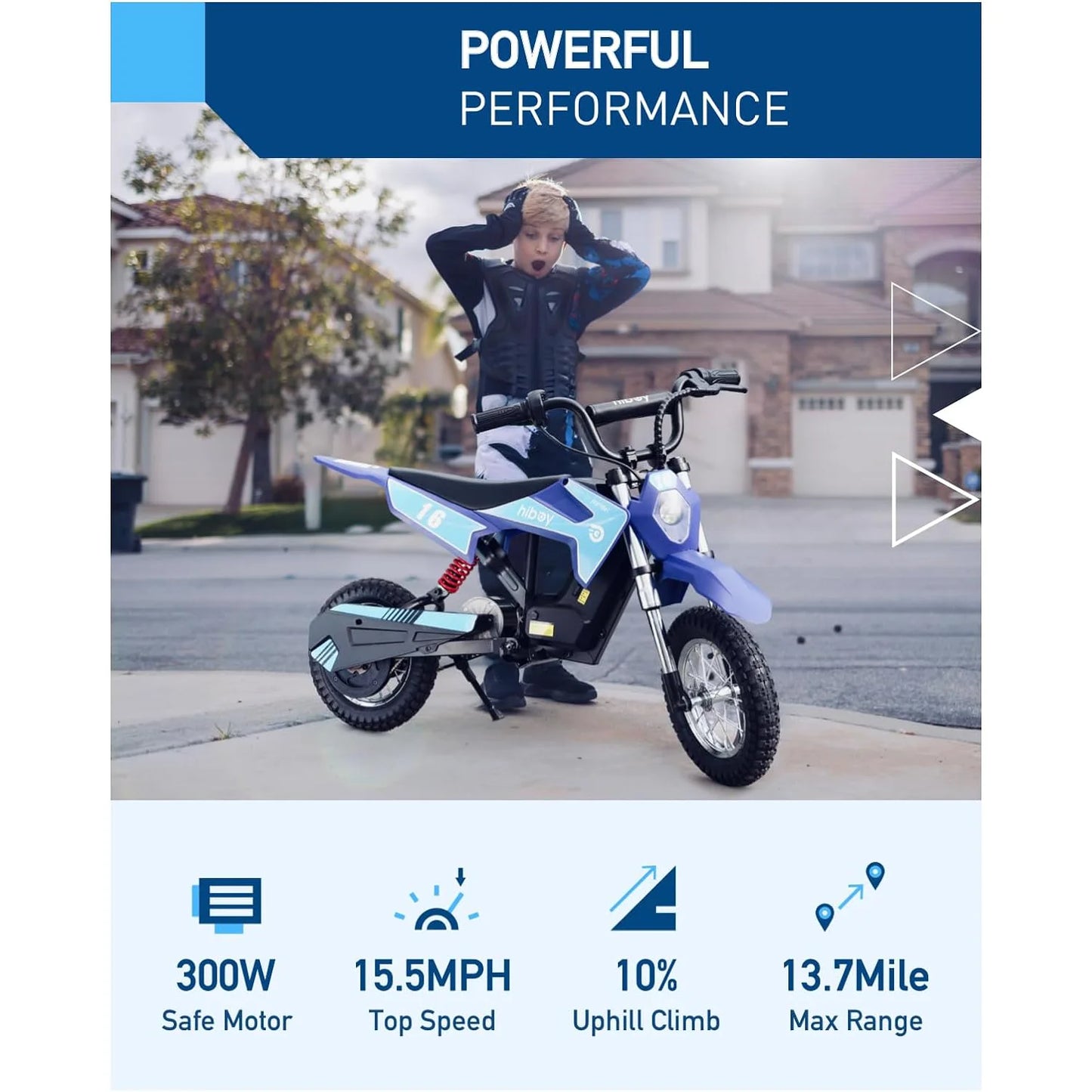 Hiboy 36V 300W Dirt Bike Kids Three Speed Ride Onboard